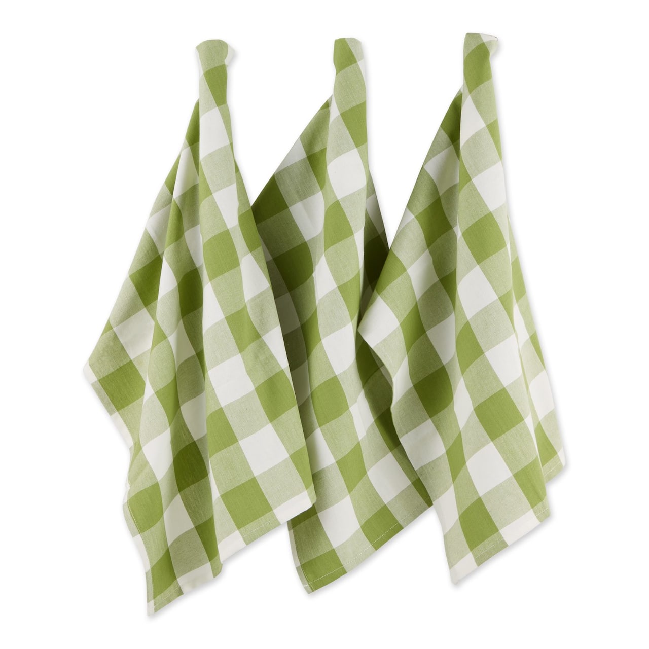 DII® Antique Green Buffalo Check Dish Towels, 3ct.